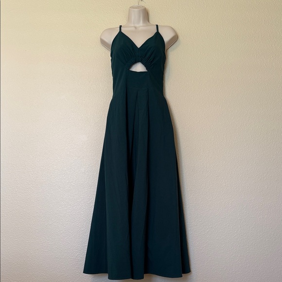 BTFBM Dresses & Skirts - BTFBM - Deep Teal Spaghetti-Strap Maxi Dress with Front Cutout (sz med)